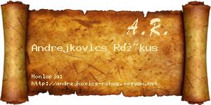 Andrejkovics Rókus névjegykártya